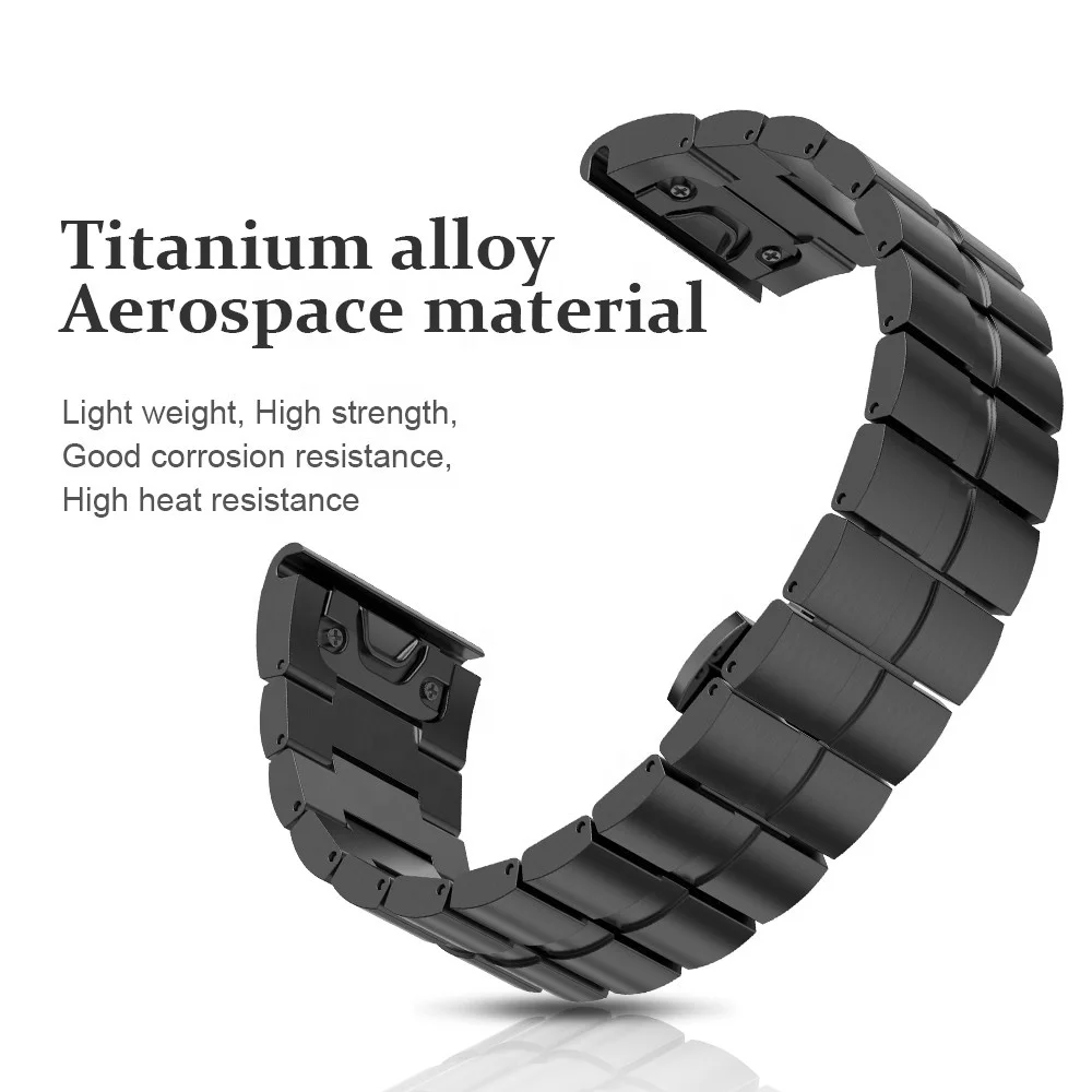 Titanium Alloy 26mm Width Wrist Watch Band Easy Adjustment Watch Strap Bracelet For Garmin Fenix 5X/5XPlus/6X/6XPro Strap