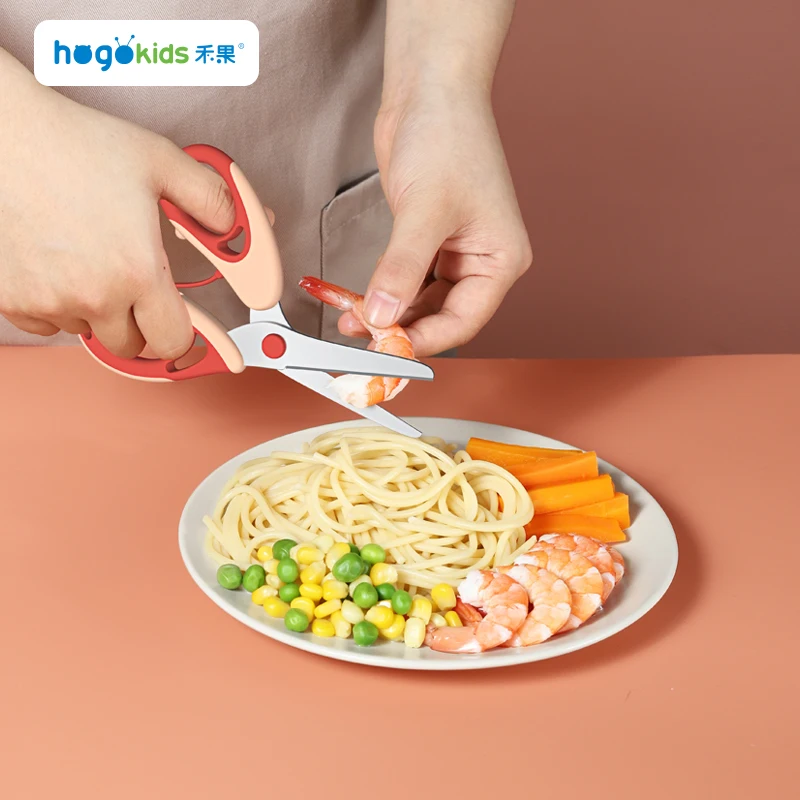 Popular Safety Kitchen Stainless Steel Baby Feeding Helper Food Cutting Scissors