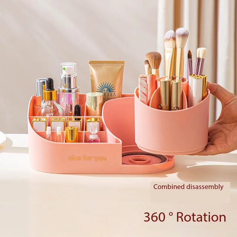 Compartmentalized Skincare Organizer Display Rack Plus Rotatable Cosmetic Organizer Tube Set
