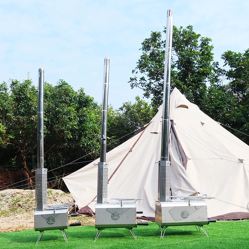 Outdoor Home Modern Design Sale Portable Bbq Cook Fire Steel Mini Folding Wood Burning Rocket Camping Hot Tent Heating Stove