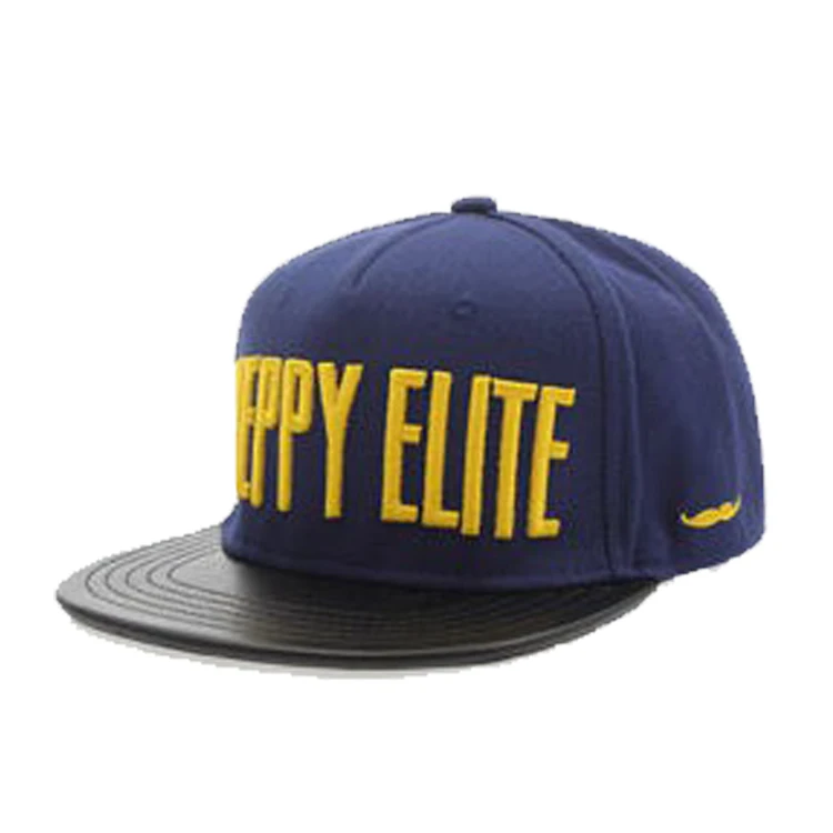 Custom 3D embroidery wool blend 5 panel snapback cap hat