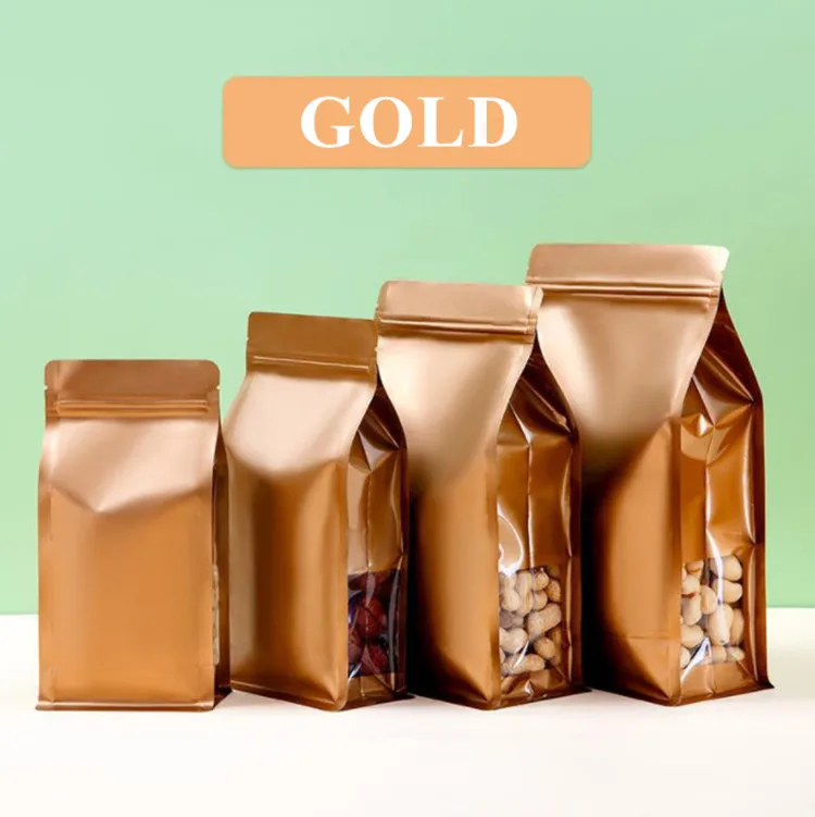 Smell Proof Aluminum Foil Zip Lock Window Stand Up Matt Pouch Tea Coffee Beans Snack Powder Heat Sealing Mylar Packaging Bags