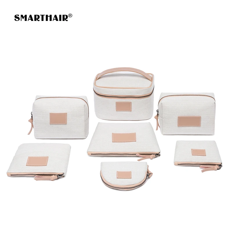 Makeup Brush Tool Bags Holder Cosmetic Plain Make up Bag Custom Logo Printed Canvas Customized Cosmetic Bag