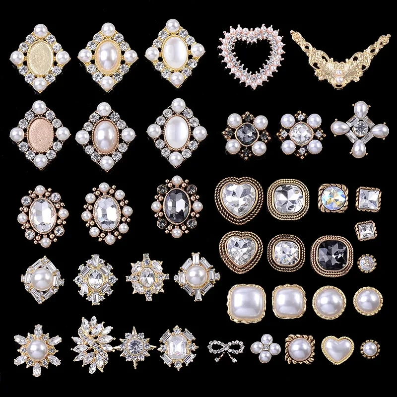 New Style Gold Rhinestones Pearl Handmade Materials Diy/Clothing/bag/button Alloy Accessory