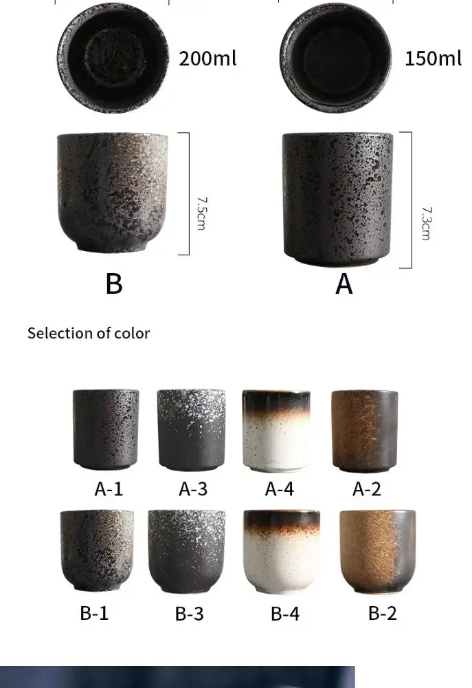 150ml 200ml Japanese Style Teacup Water Cup Stoneware Ceramic Hand-painted Kungfu Teacup Cuisine Drinkware