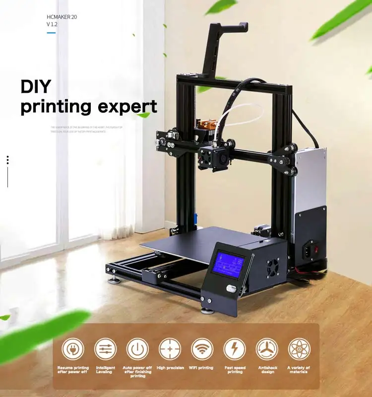 Free shipping cost of new model HC-Maker CS20 with wifi, auto leveling, double fans and hot bed 3d printer