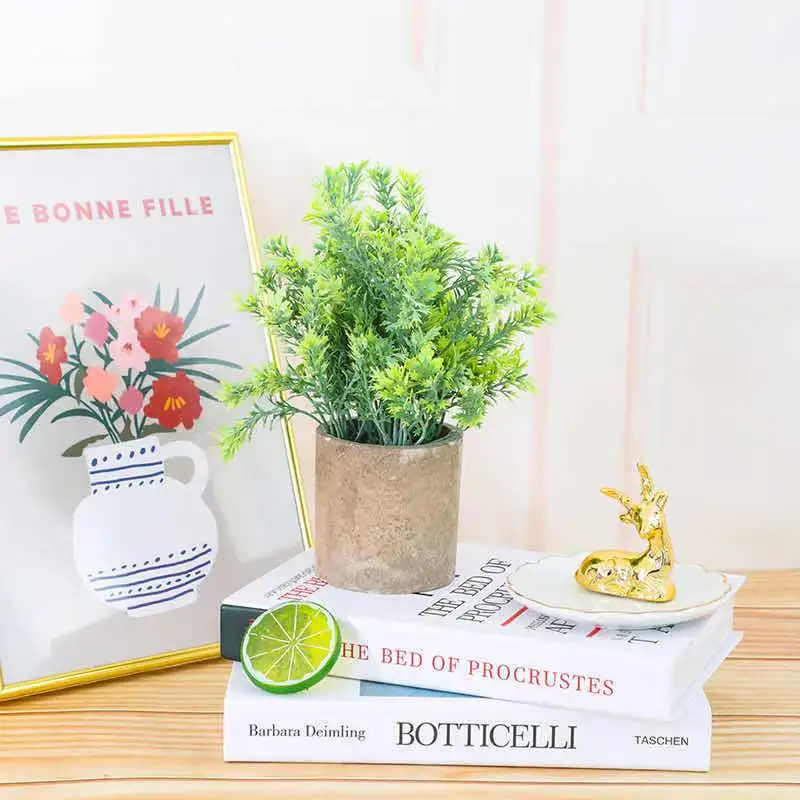 
Small Artificial Fiddle Tree Bonsai Plastic Fiddle Ficus Plants for Home Table Decoration 