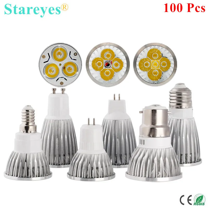 
 Диммируемая Светодиодная лампа GU10 E14 E27 B22 GU5.3 MR16, 3 Вт, 4 Вт, 5 Вт, 100 шт.  