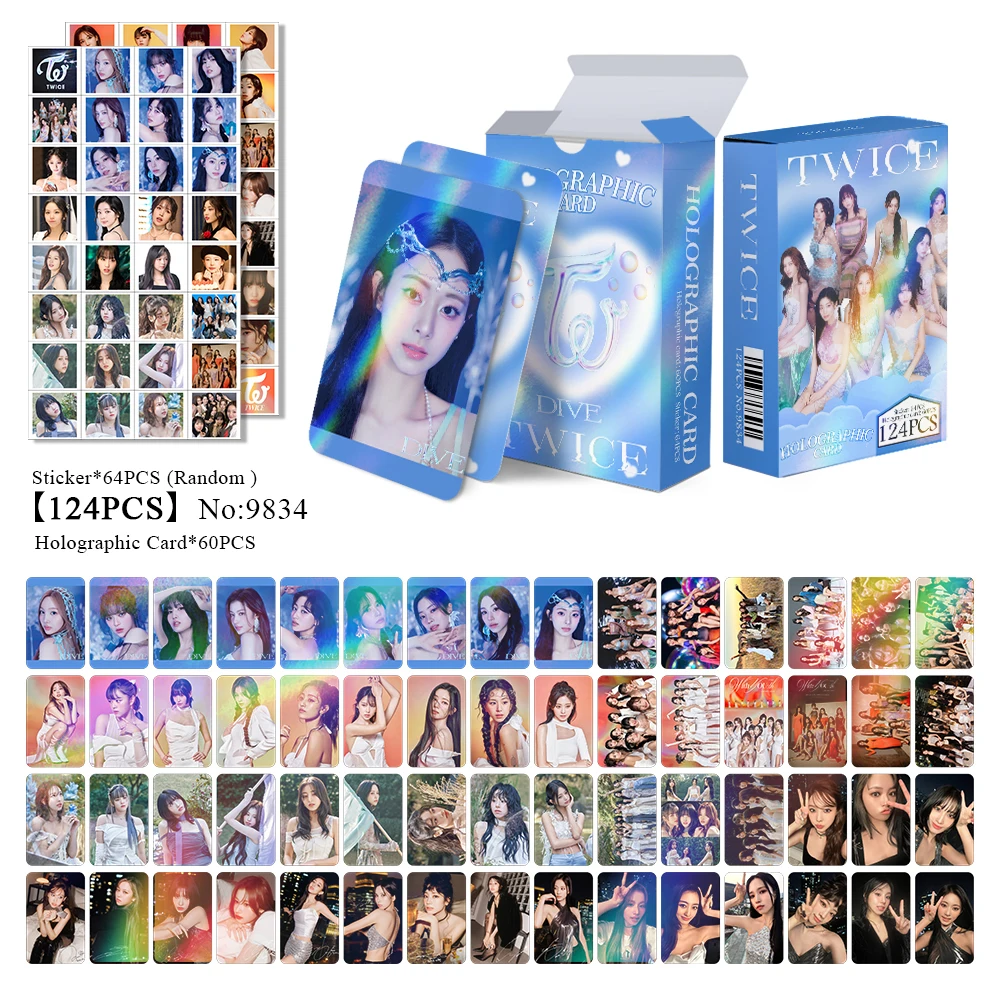 New products kpop124pcs artist laser card 60pcs commemorative collection lomo card 64pcs bicycle refrigerator notebook stickers