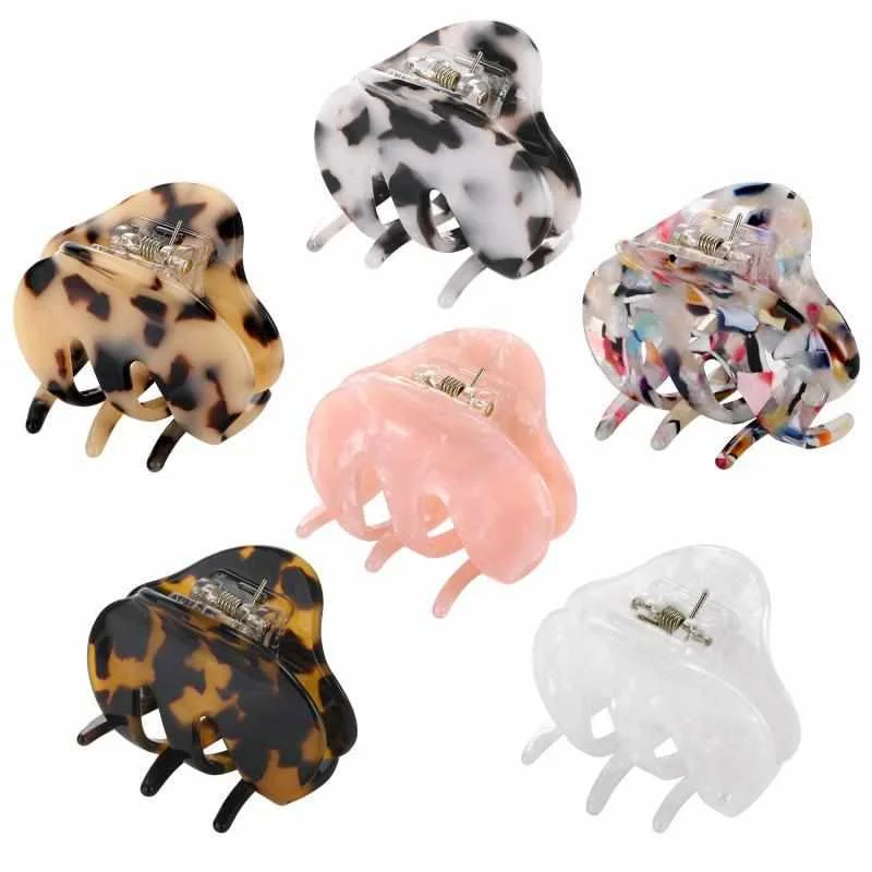 
amazon New acetic acid geometric hairpin leopard claw hairpin 