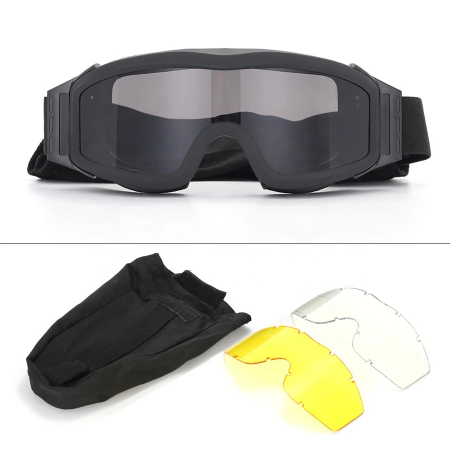 SONICE Upgrade New Durable Anti-Dust Windproof Riding & Sports Sunglasses 3 Lens Cycling Eyewear Tactical Glasses