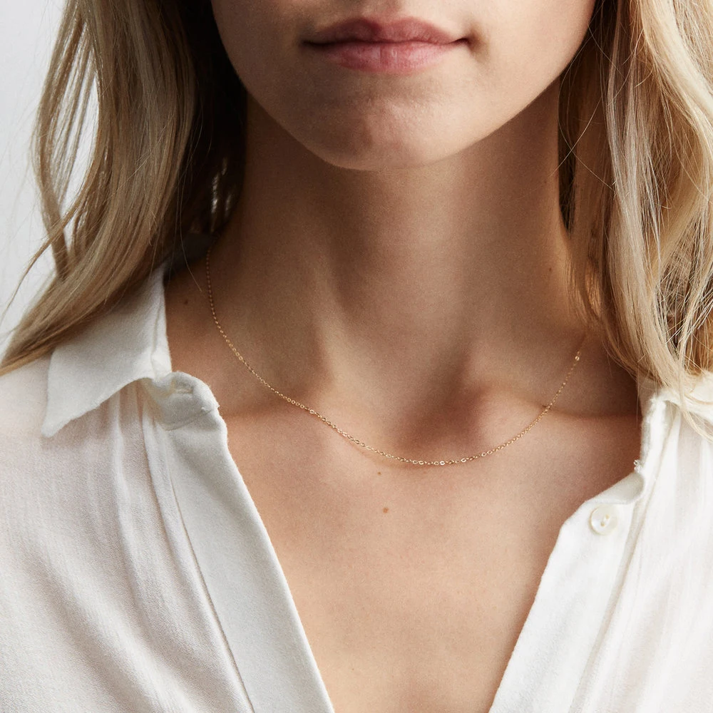 
wholesale trendy thin link chain stainless steel gold silver necklace women classic designs 