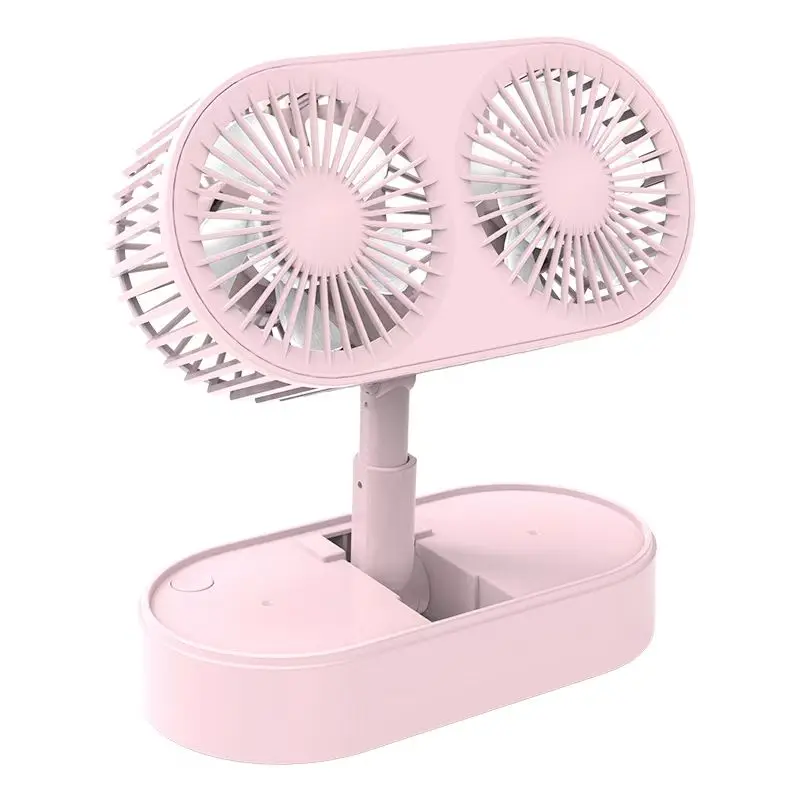 Outdoor Portable Double Motor Folding Mini USB Table Fan 360 Degrees Rotation and Lifting Design Fan