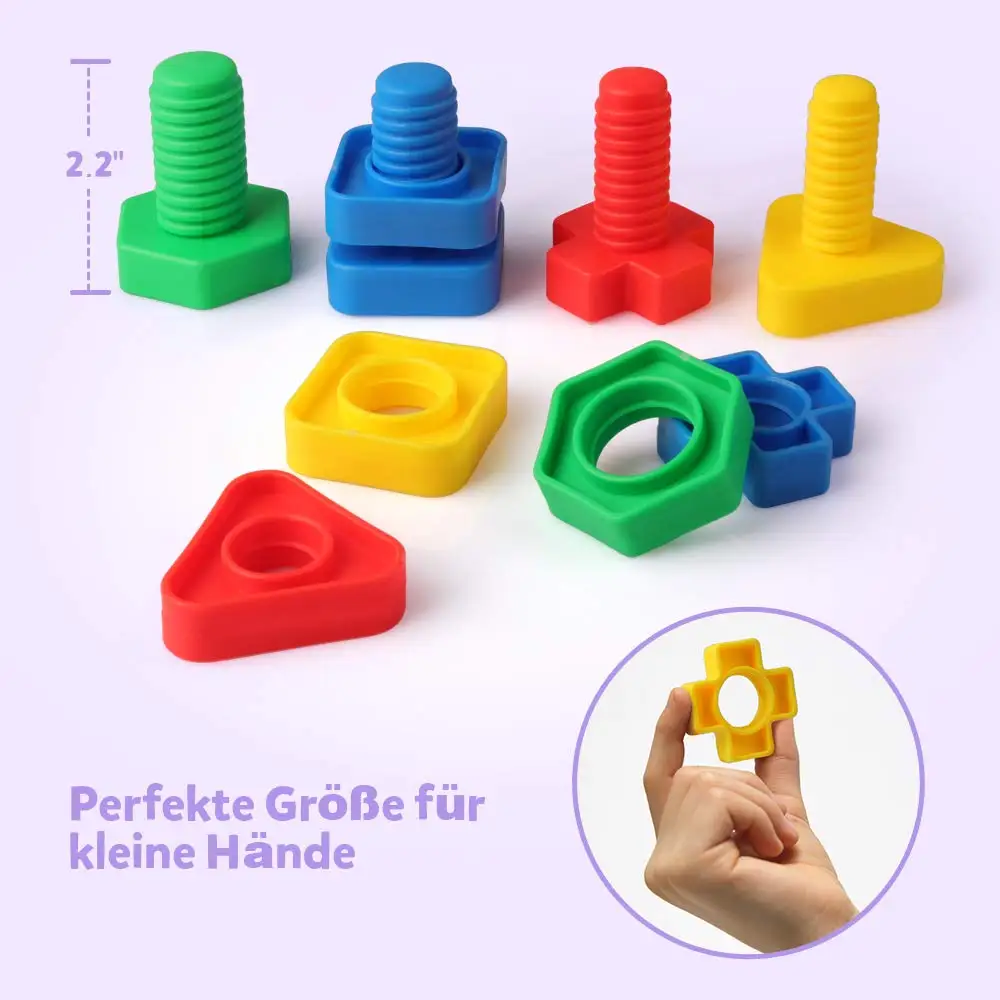 Cheap 32 PCS Jumbo Nuts and Bolts Set Shapes and Colors Matching Toys Occupational Therapy Tools Screw Nut Toy