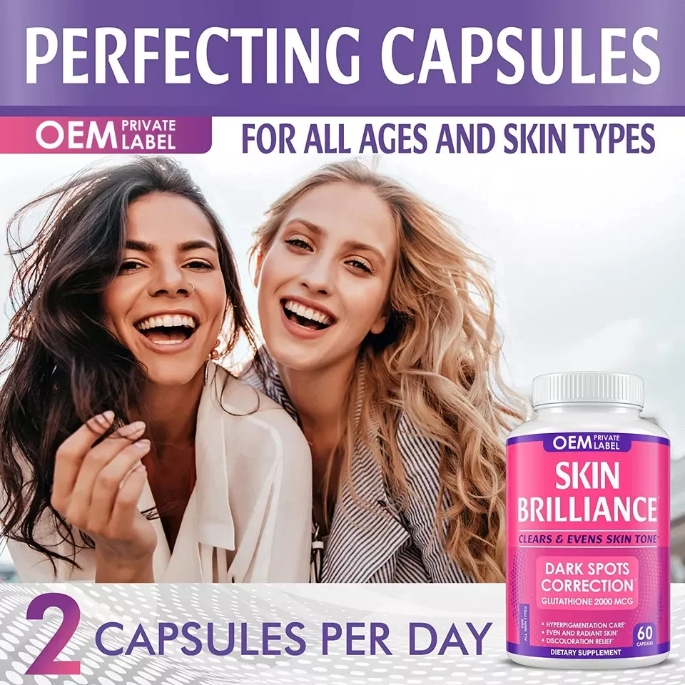 OEM Skin Whitening Capsules Whitening Pill Capsules Anti aging Antioxidant Whitening Skin Collagen Capsules