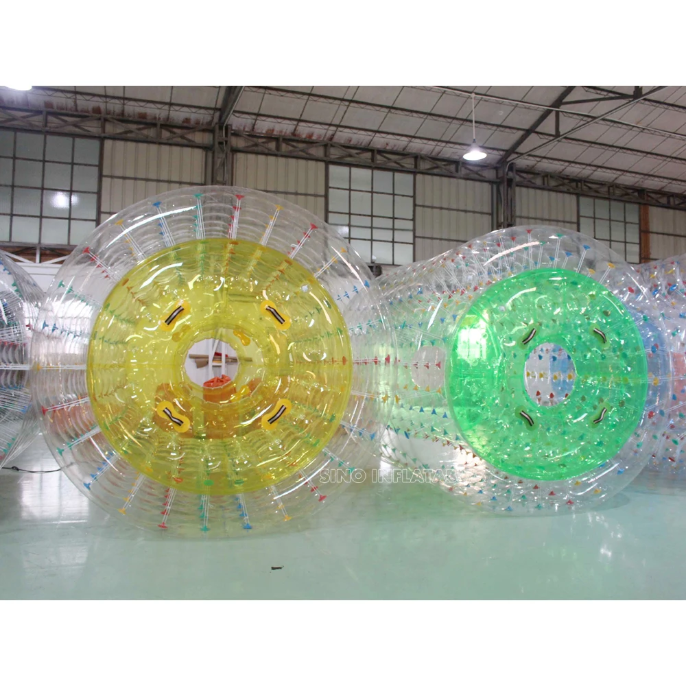 3m Long Transparent Double Layers Inflatable Water Roller Ball With Tubes for Kids Pool and Lake Entertainment