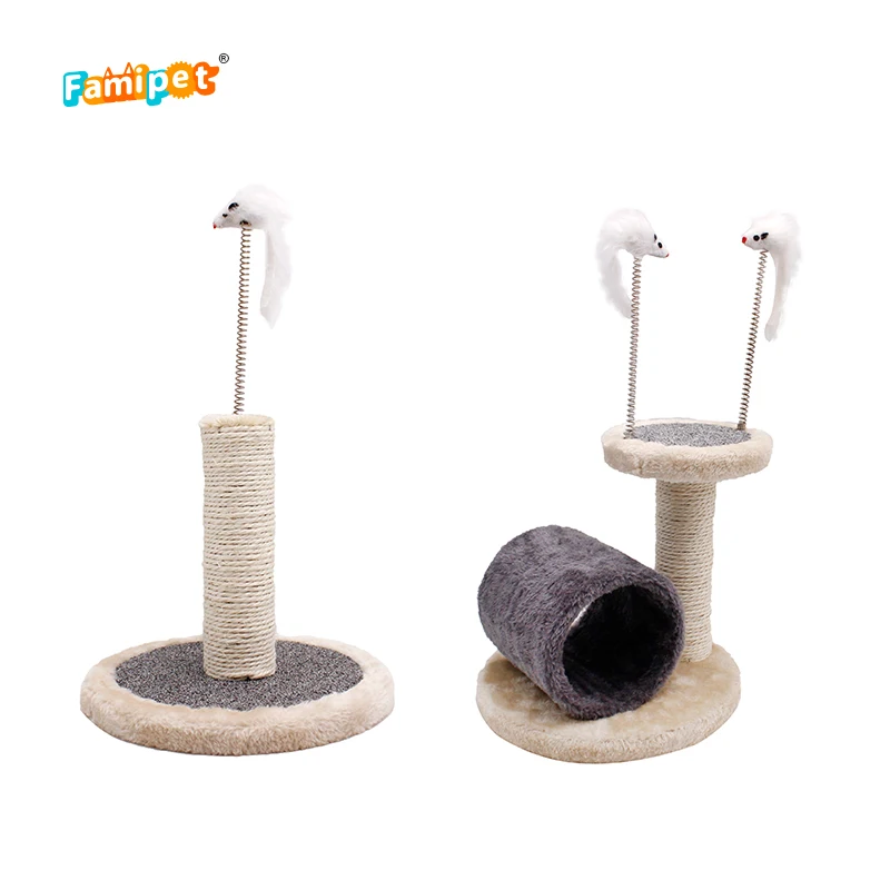 Famipet Custom Natural Sisal Cat Scratch Post with Play Interactive Toy