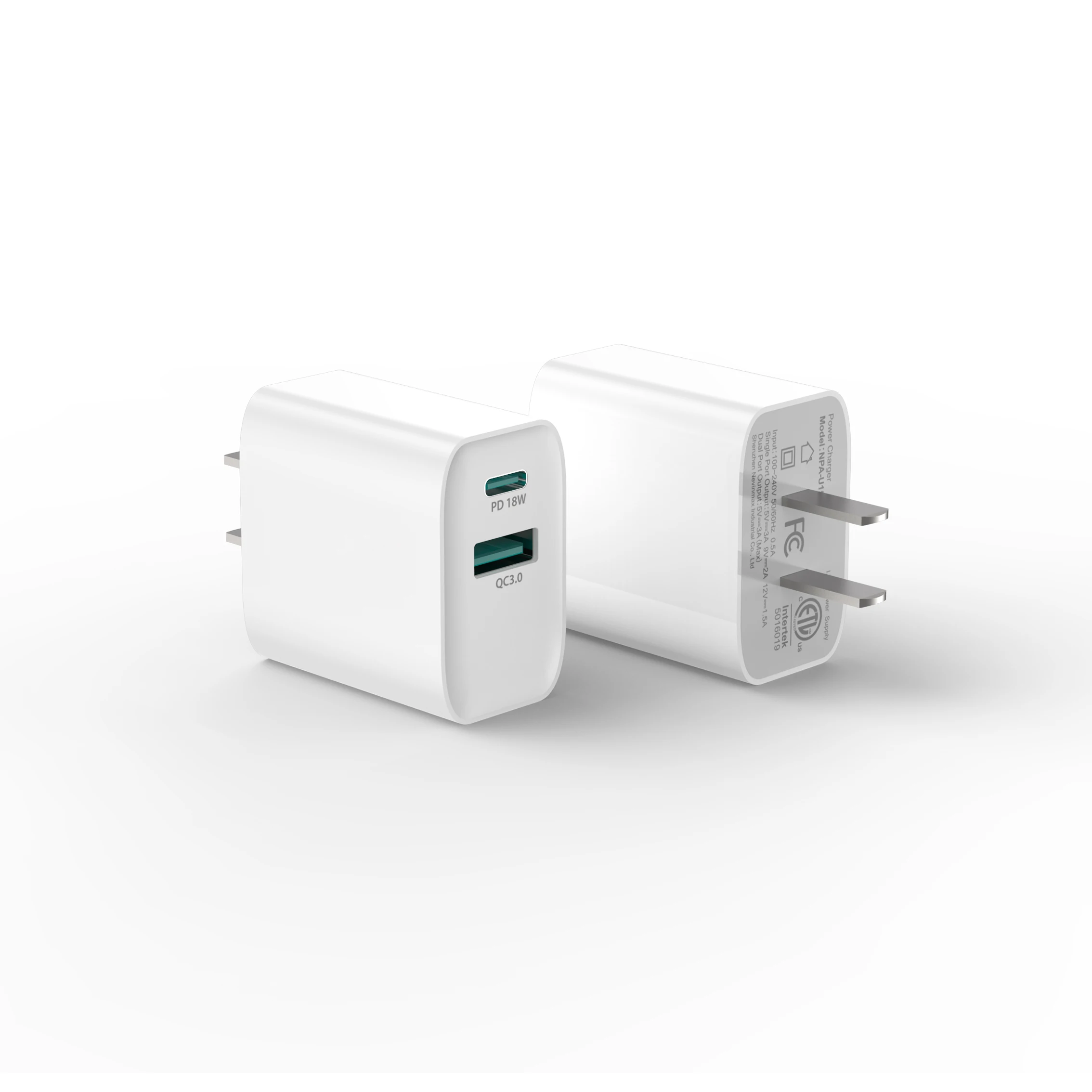  2020 RTS двойной порт PD18W + QC18W настенное зарядное устройство портативное мощностью 18