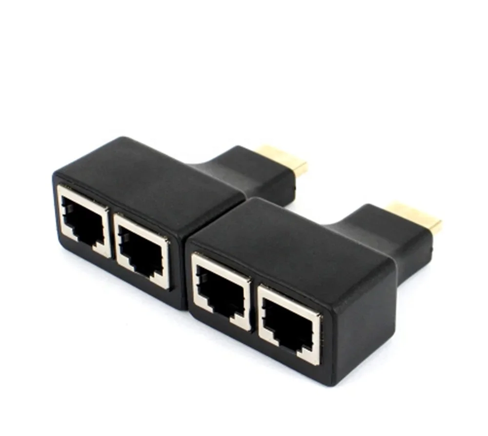 Support 3d 1080p 30m Hdmi Extender HDMI To Dual Rj45 Network Ports Converter Over Cat 5e Cat 6