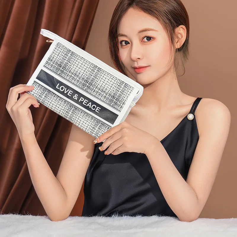 OEM/ODM New Design Beauty Designer Large Capacity Summer Women Polyester Zipper Toiletry Cosmetics Bags Make up bag