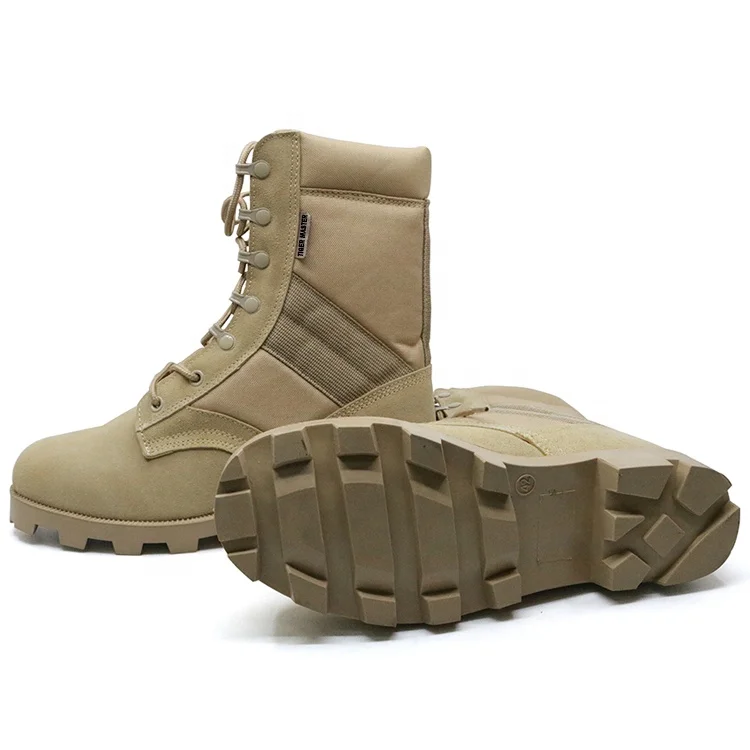 
Suede leather abrasion resistant rubber sole anti slip cemented desert army boots 