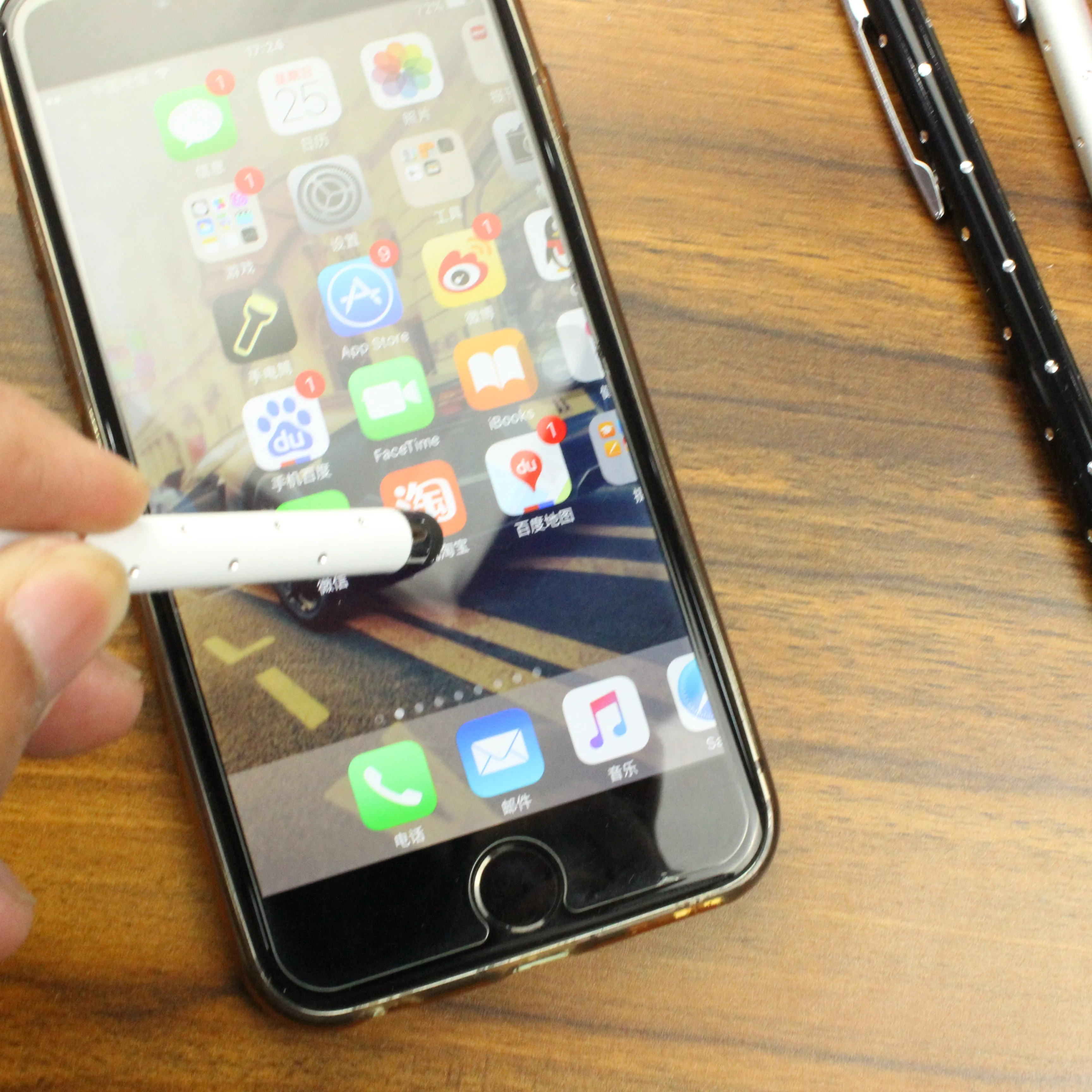 Wholesale Custom mobile phone tablet metal strap hook stylus touch pen