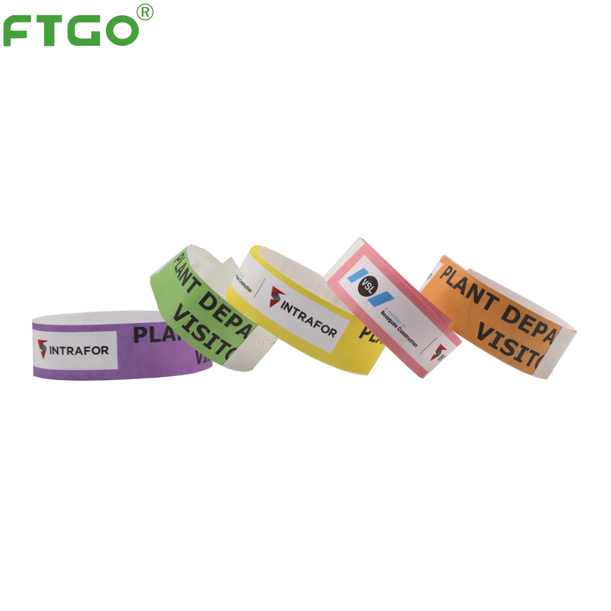 
FTGO tyvek waterproof paper Adhesives one time use printing wristband 