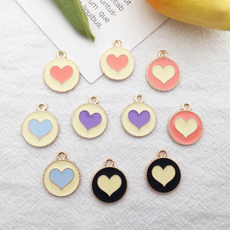 Peach Heart Pendant Milk Tea Pendant Handmade DIY Jewelry Material Accessories Metal Charms