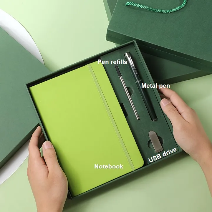 BSBH Corporate Gifts Set Promotional Metal Ball Pen Custom Pens Logo Printed Gifts A6 A5 A4 Leather Notebook And Pen Set