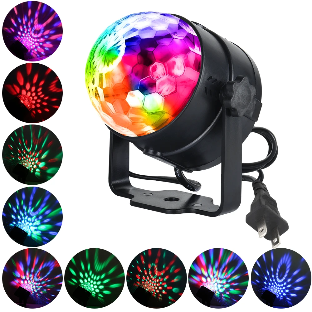 3W RGB LED Stage Lights Sound Activated Disco Lights Rotating Ball Lights For Christmas Home KTV Xmas Wedding Show Pub