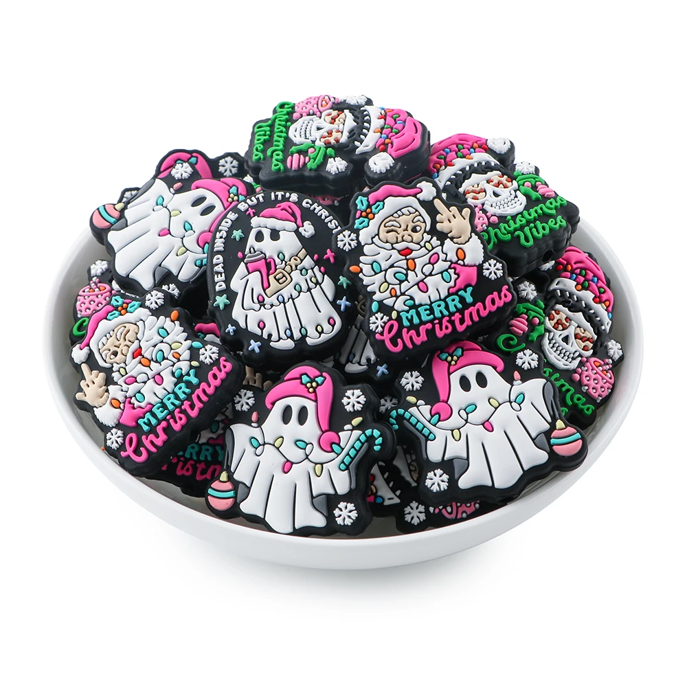 Fashion Christmas Santa Ghost Beads Food Grade Silicone  Focal  Silicone Beads For Jewelry Making DIY Jewelry Accessories