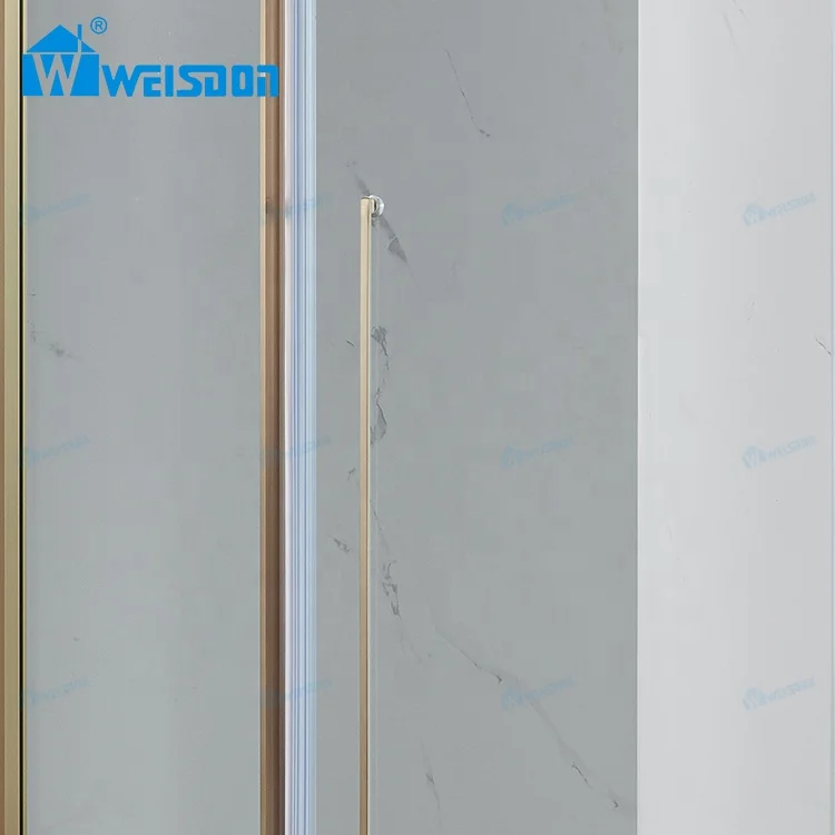 Weisdon Wholesale 304 Stainless Steel Gold Shower Room Diamond Framed Tempered Glass Shower Door