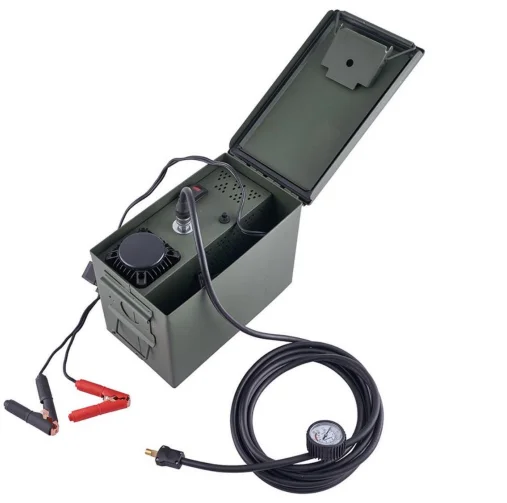 300LSH/MIN Heavy-Duty 12V/24V Cabled Tire Compressor with Double Cylinders car air compressor car inflator  tyre inflator