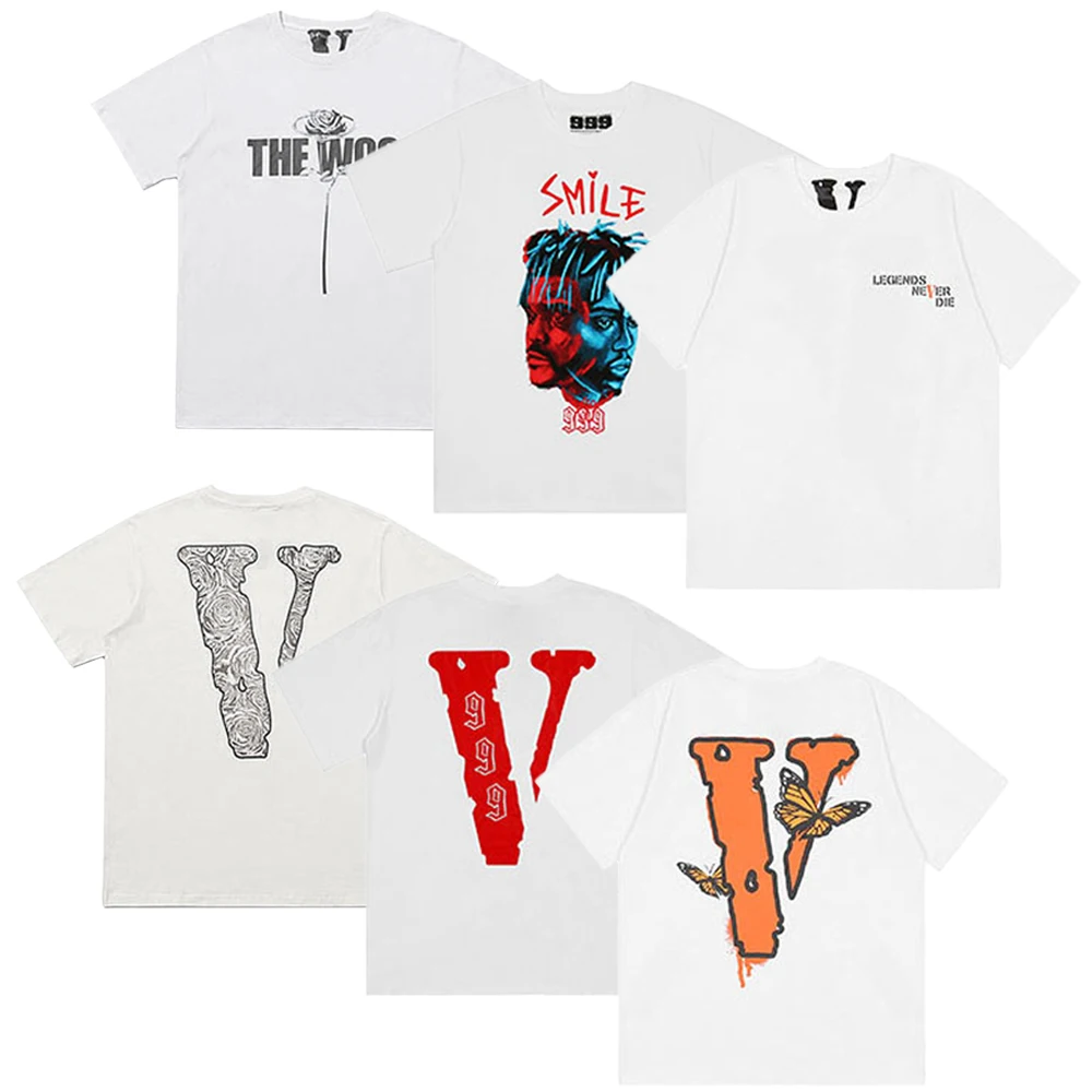 2021 новый V одинокий розы и большим v-образным вырезом печати с короткими рукавами Хай-стрит свободная обувь для мужчин и женщин для влюбленных пар Повседневная футболка сужающаяся к талии футболка