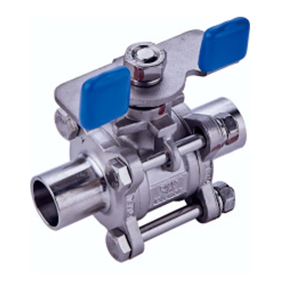 3A DIN SMS IDF RJT BPE ISO PTFE Seal Sanitary Stainless Steel Half Pack Three Piece Weld Manual 3PC Ball Valve For Beverage