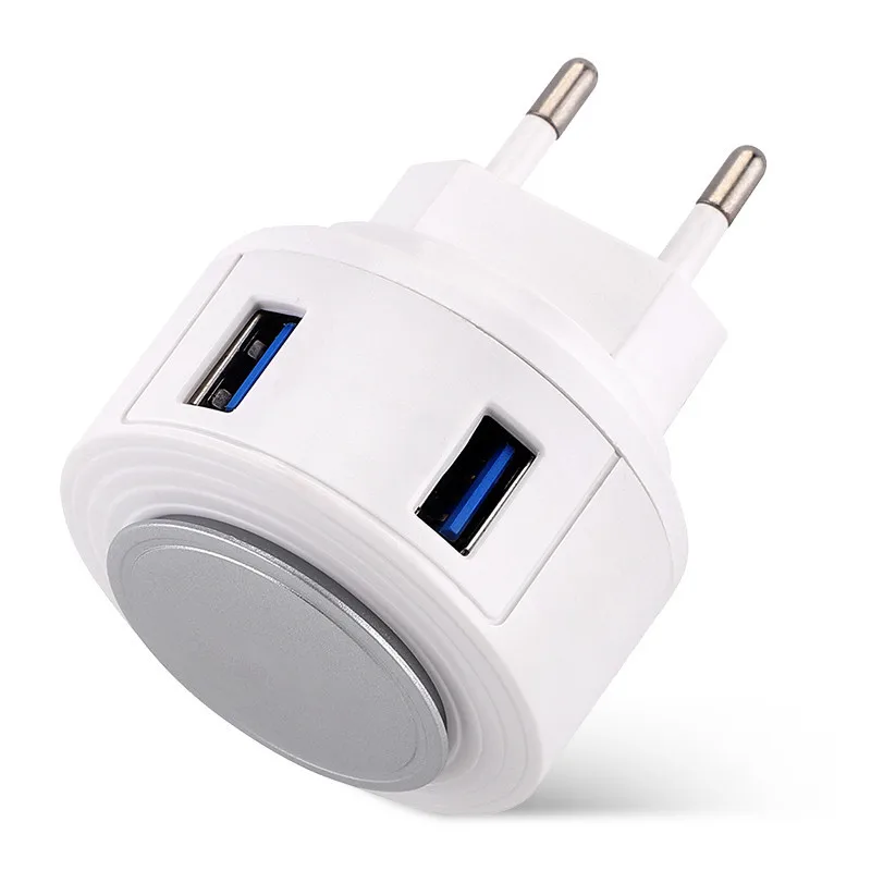 LVSHUO 2021 Новое поступление 2 порта Быстрая зарядка двойной USB зарядное устройство адаптер мобильного телефона 5V 3A Usb зарядное устройство с ночным освещением