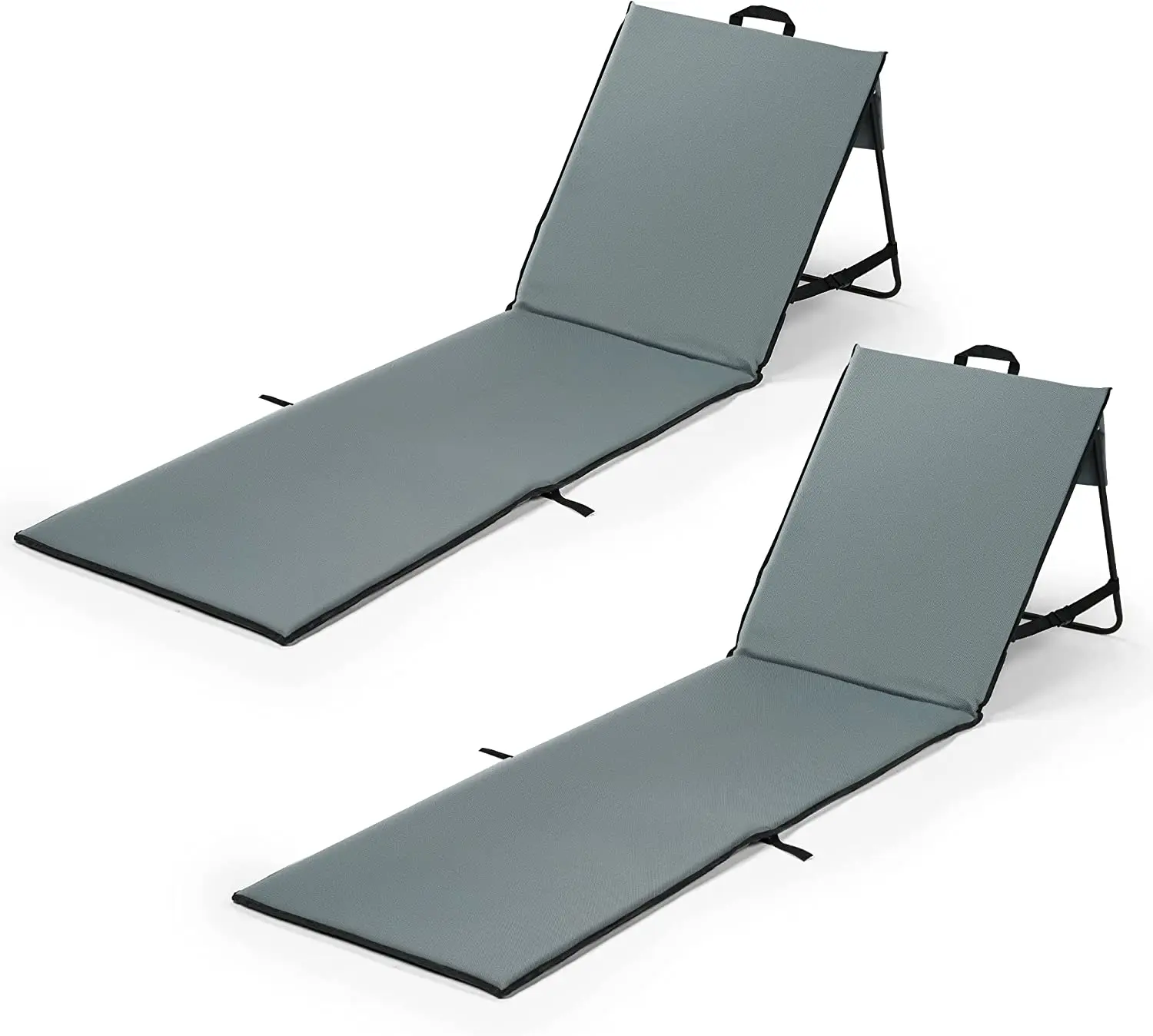 Lightweight Portable Beach Chair Folding Reclining Beach Lounger with Frame Foldable Beach Mat
