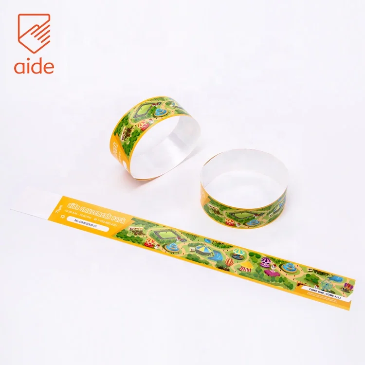 Buy Your Own Brand Logo Cheap Printing Disposable Festival Wristband Paper Colorful