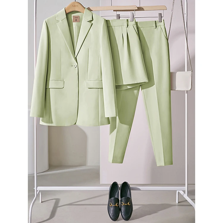 
Custom Minimalist Professional Dress Simple Female Spring Small Blazer Jacket Two Piece Pants Business Suit Women Suits 