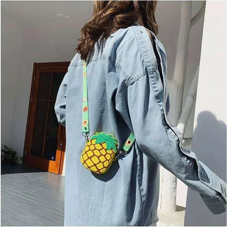 Cute cartoon fruit animal silicone coin Purse,pouch wallet case,rubber silicone storage case bag with long strap