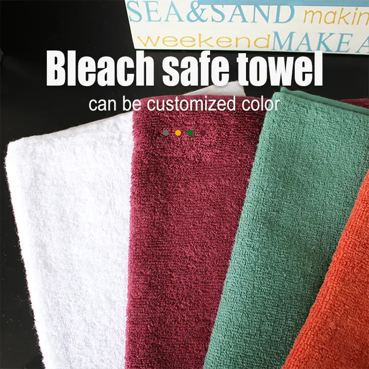 Wholesale OEM LOGO Bleach Protective Nail Salon Black Hair Hand Drying Cotton Towel for Spa Salon Use