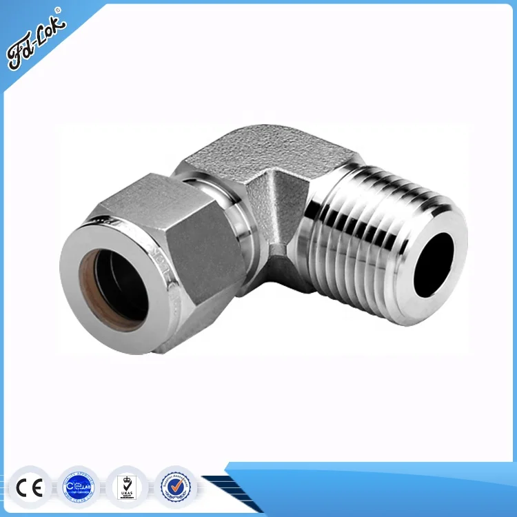 SS316 Male elbow fitting double ferrule tube fitting
