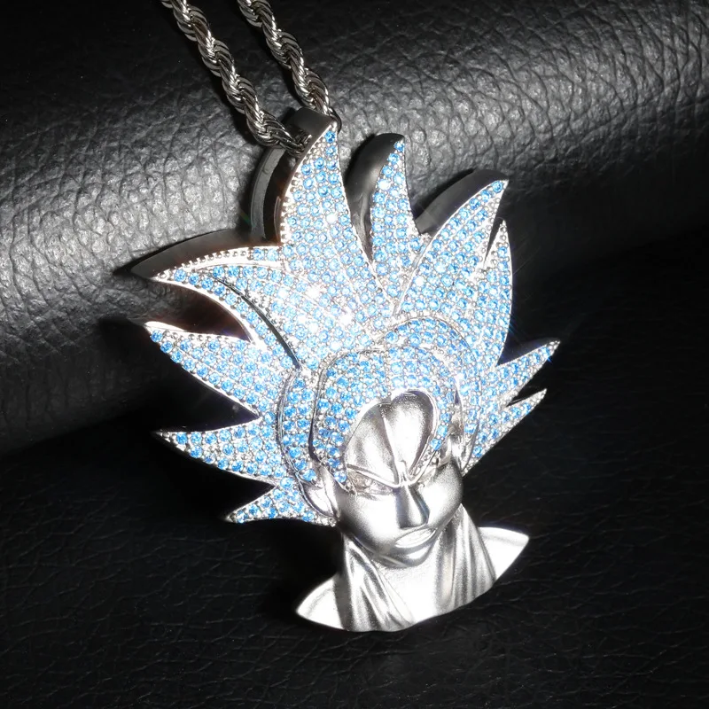 Factory customized fashion exquisite anime avatar pendant gold zircon hip hop personalized necklace