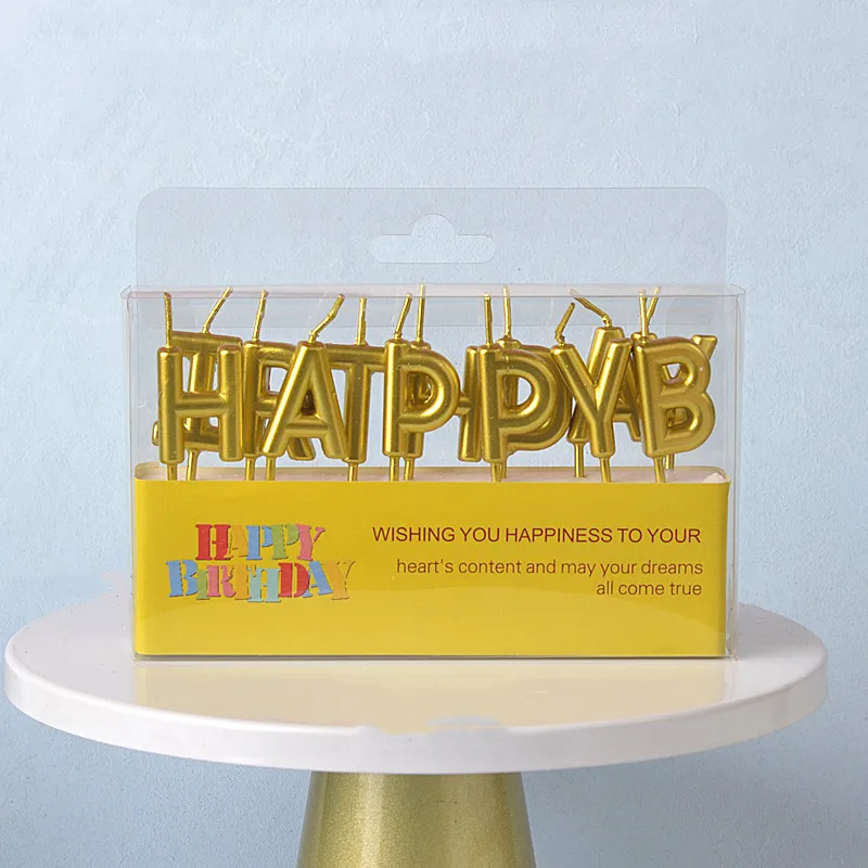 2023 оптовая продажа бездымный металлический золотой цвет свечи для торта на день рождения украшения вечеринки новый алфавит свеча