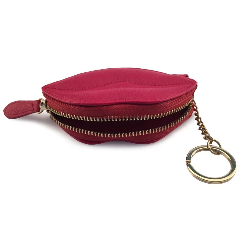 Coin Purse Zipper Coin Wallet with Keychain Hot Sexy Mouth Design PU Leather ISO9001:2008 National 1000pcs Animal Prints Accept
