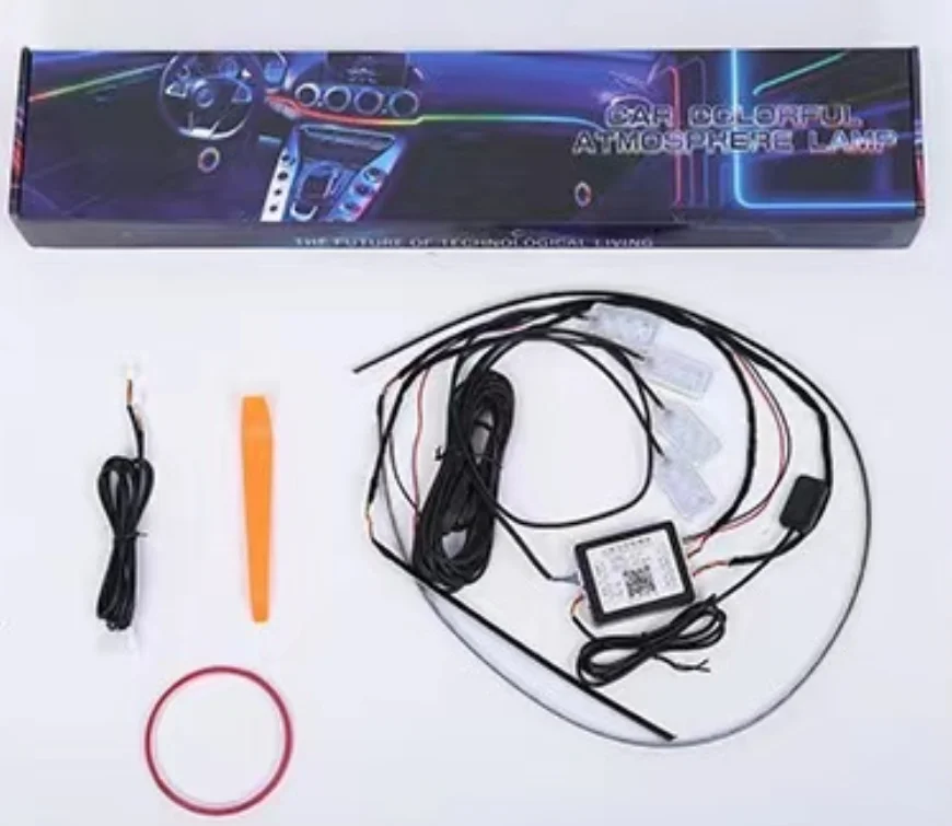 14 in 1 Symphony car Ambient lights RGB guide optic car decoration APP Voice Control light Interior Decorative Atmosphere Strip