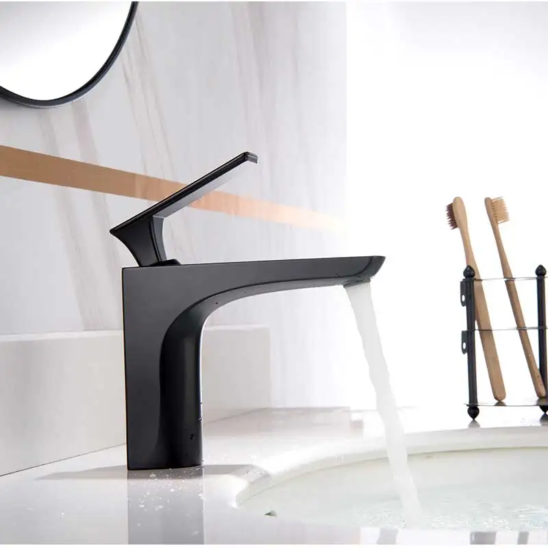 Web Celebrity Style Faucet Brass Basin Faucet Mixer Sink Taps Bathroom Brushed Grey Finish Basin Mixer