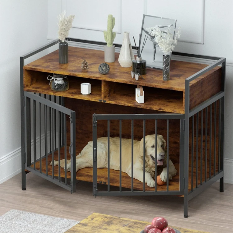 Wholesale Dog Kennel Crates Cage Table Indoor Large Dog Crate Furniture With Storage