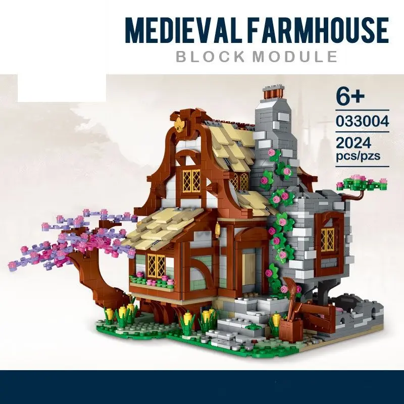 Mork Brick 033001-033011 Windmill Medieval Castle Ages 033010 Atreet View Model Assemble Building Block Set Plastic 10305 Toy