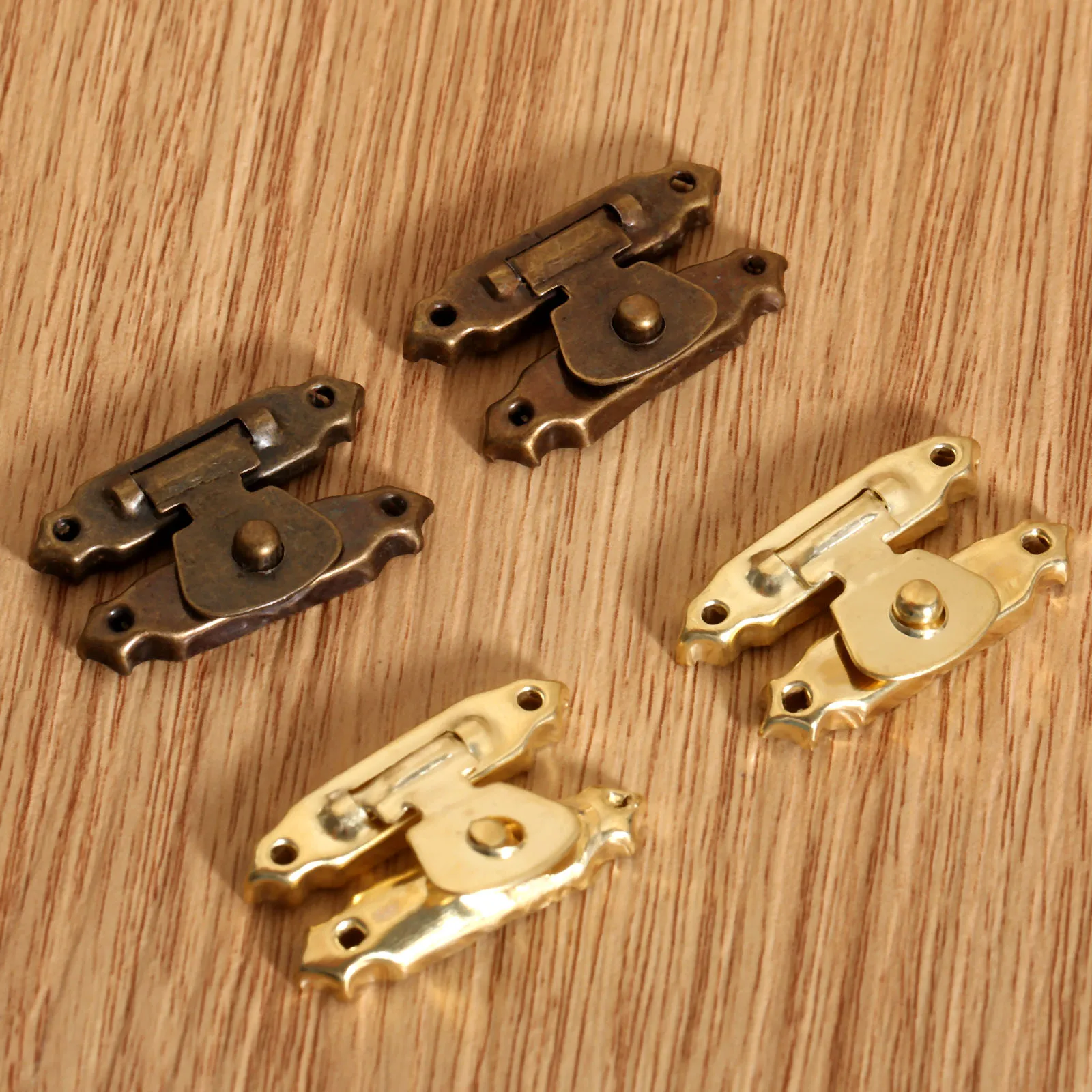 
A018 Wood Jewelry Vintage Box Latch Case Hasp Pad Antique Door Lock Hook Hinge Bronze Tone 